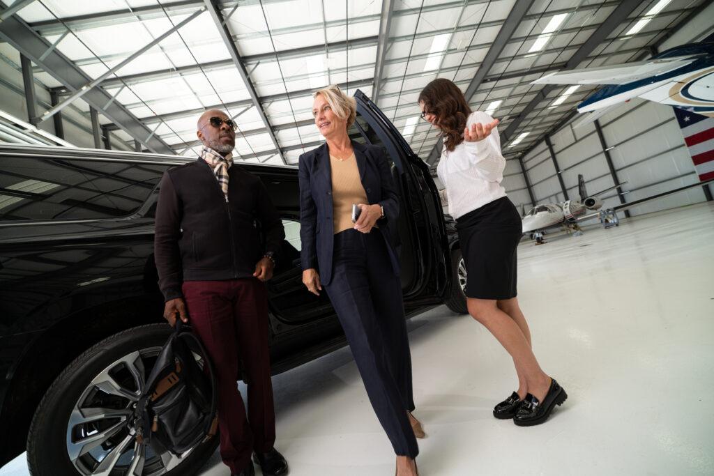 Air Hostess Welcomes Elegant Venture Capitalist